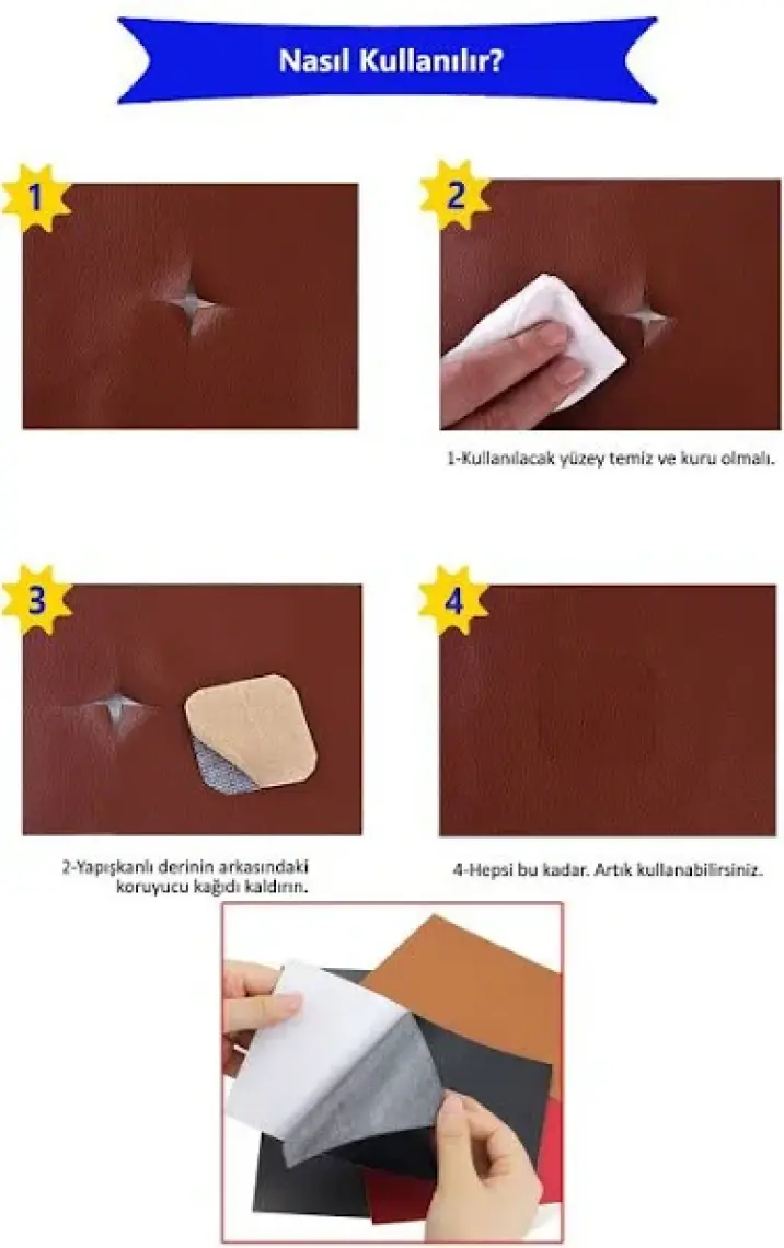 Direkt-Al Arkası Yapışkanlı Suni Deri 45 x100 cm. 8 Renk Seçenekli