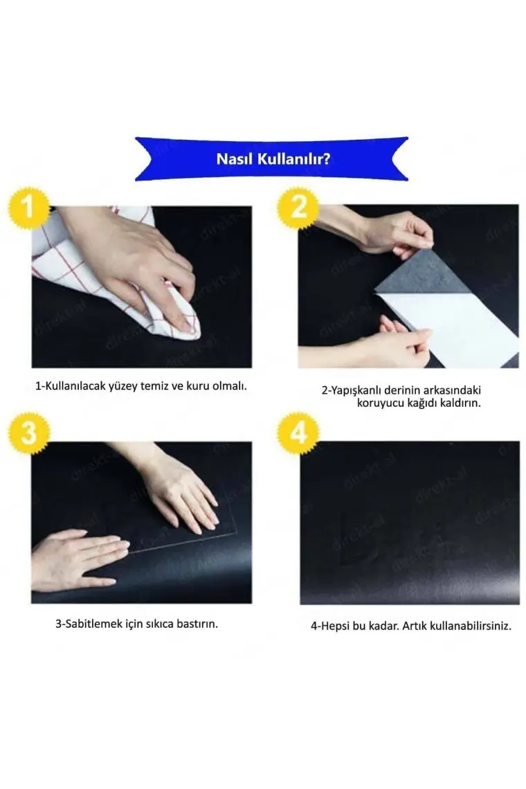 Direkt-Al Arkası Yapışkanlı Suni Deri 45 x100 cm. 8 Renk Seçenekli