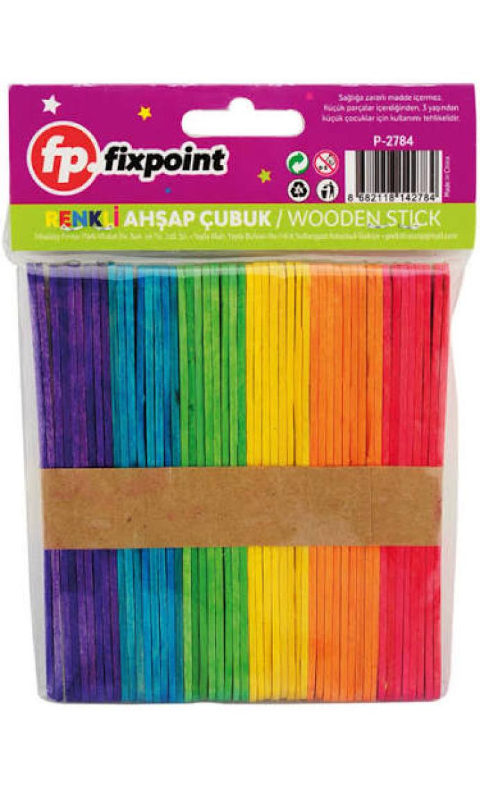 Fixpoint P-2784 Küçük Boy Renkli Ahşap Çubuk 50'li