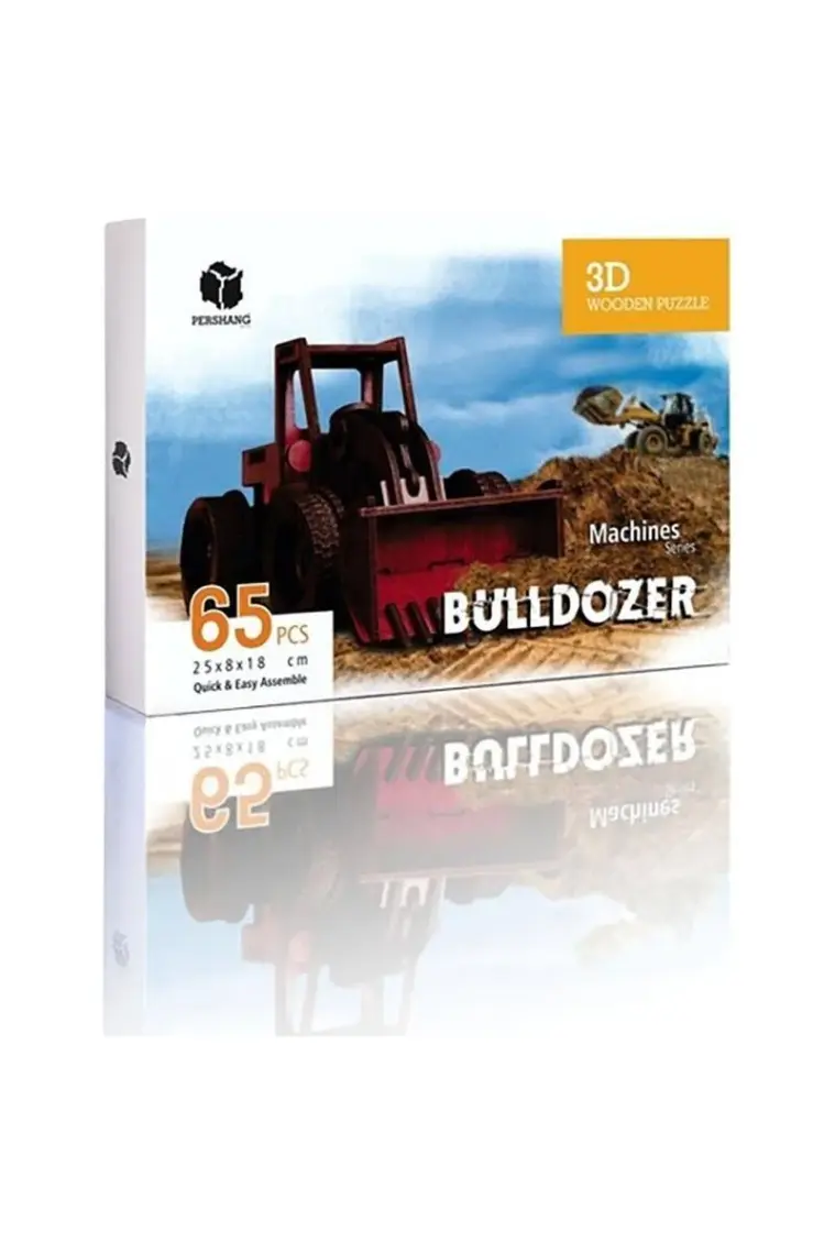 Pershang Buldozer 65 Parça Ahşap 3D Puzzle