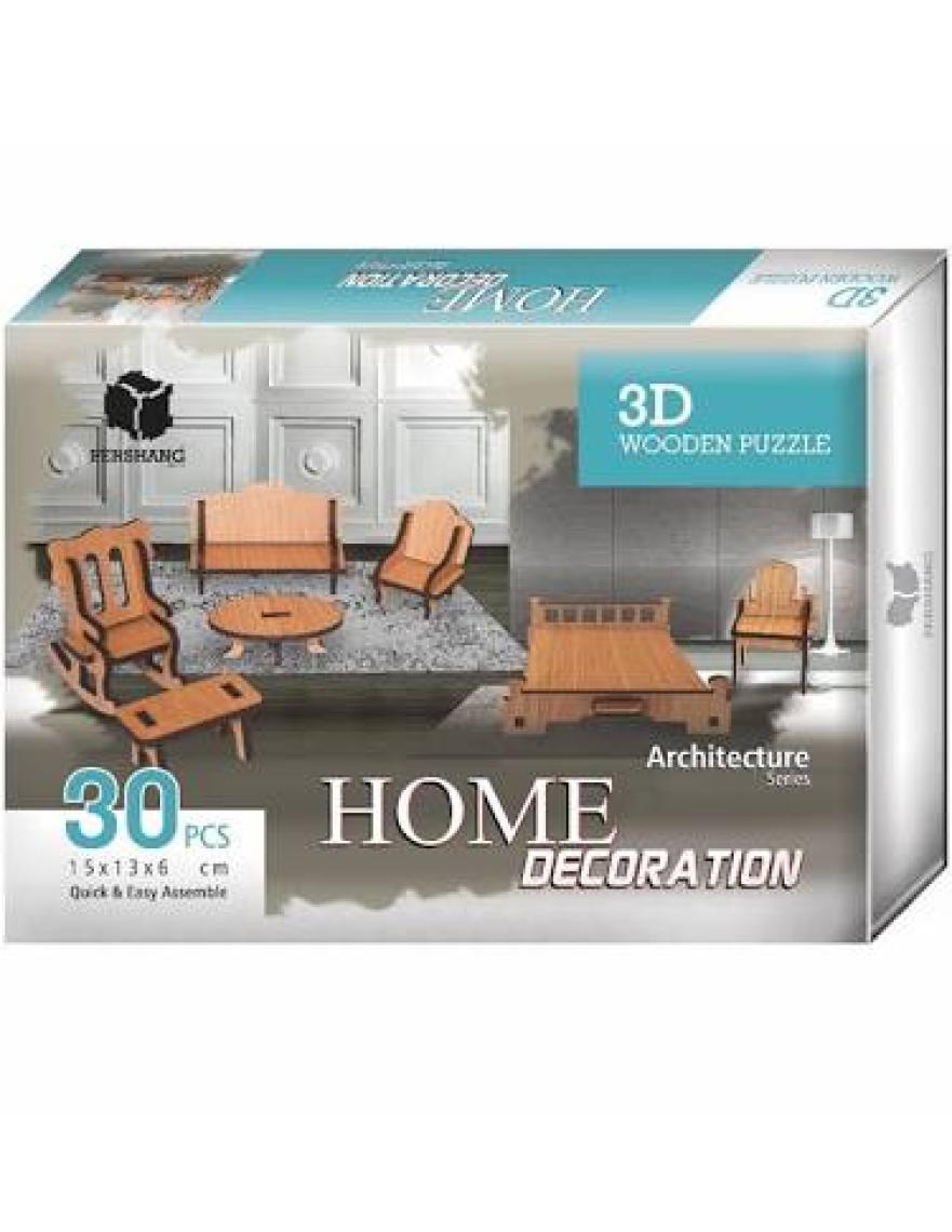 Pershang Ev Eşyaları 30 Parça Ahşap 3D Puzzle