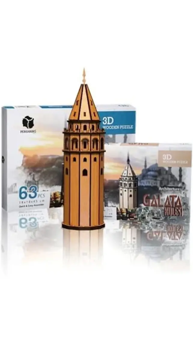 Pershang Galata Kulesi 61 Parça Ahşap 3D Puzzle