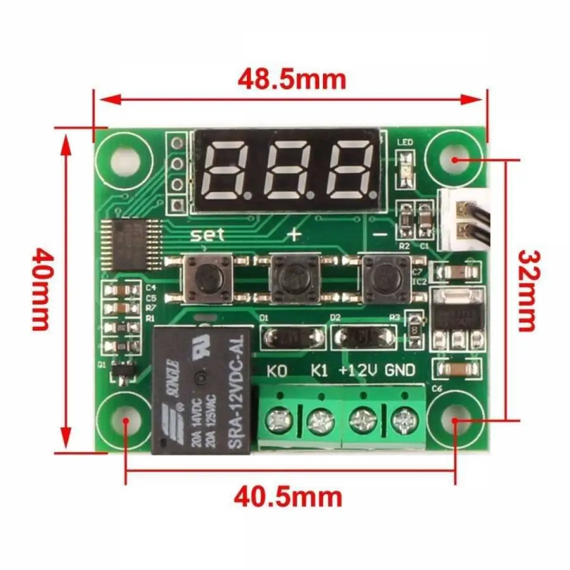 Elektromall W1209 Röle Çıkışlı Dijital Termostat, Kuluçka, Akvaryum Sıcaklık Kontrol Kartı