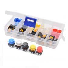 Roboyol Store Kutulu 12X12MM 25 Adet Başlıklı Tact Buton Set 4 Pin 5 Renk Dokunmatik Anlık Basmalı Düğme