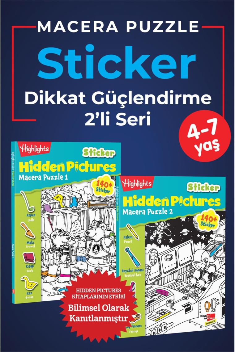 Dikkat Güçlendirme Sticker Hidden Pictures - Macera Puzzle 2'li Seri