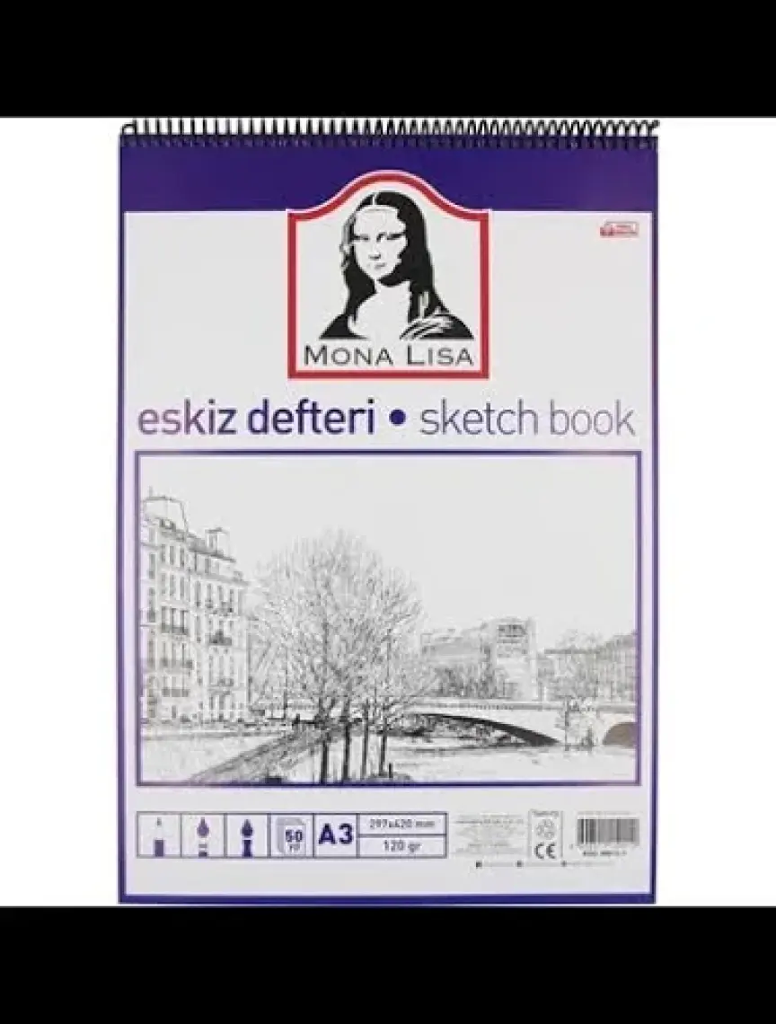 Mona Lisa Telli Eskiz Defter A3 50 Yaprak 120 gr