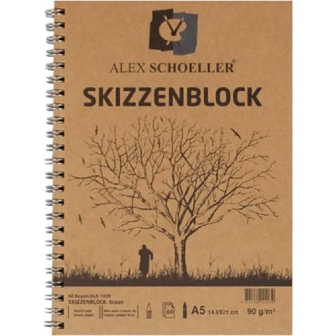 Alex Schoeller A5 Kraft Yan  Spiralli Eskiz Çizim Defteri Blok 90  gr 60'lı