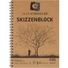 Alex Schoeller A5 Kraft Yan  Spiralli Eskiz Çizim Defteri Blok 90  gr 60'lı