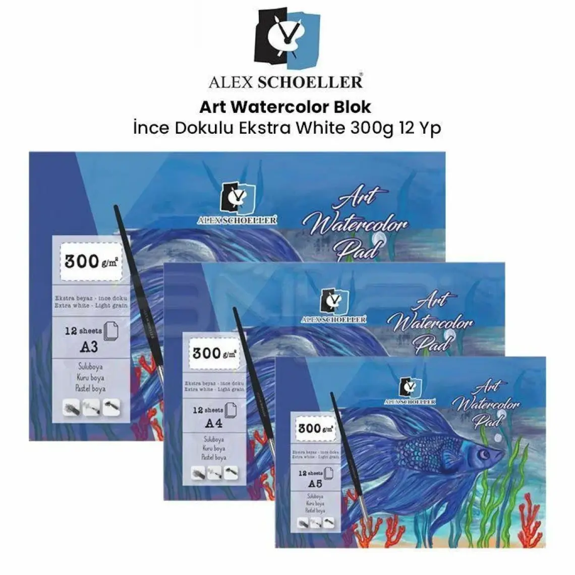 Alex Schoeller A5 Art Watercolor Pad 12 Yaprak Suluboya Defteri 300 gr