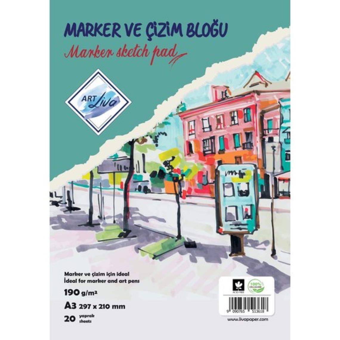 Art Liva A3 Spiralli Marker Çizim Defteri 190 Gram 20 Yaprak