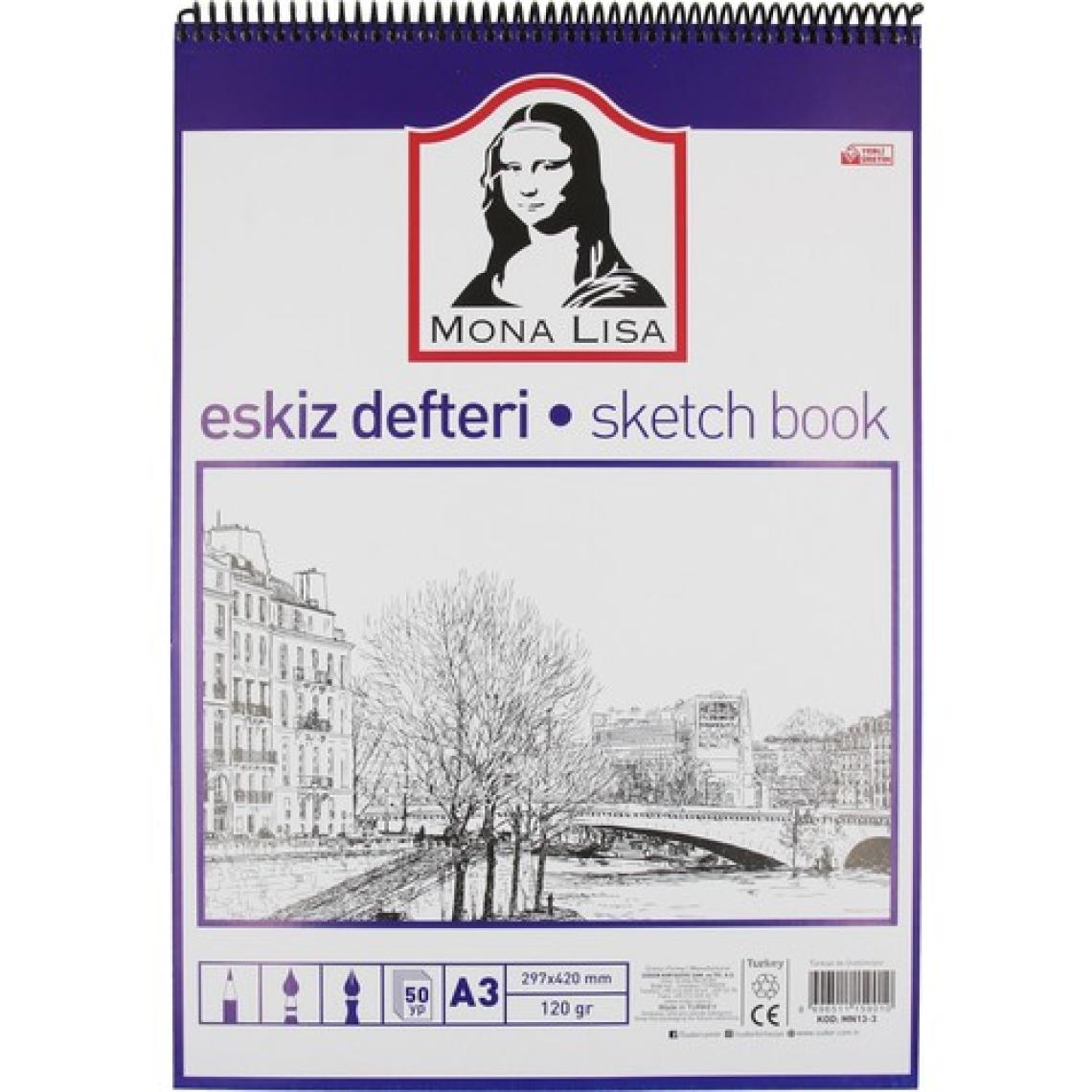 Mona Lisa Telli Eskiz Defter A3 50 Yaprak 120 gr