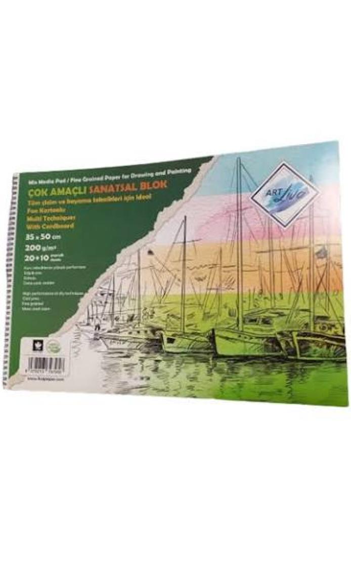 Art Liva 35x50 20+10 Sayfa 200 gr Multi Teknik Fon Kartonu Resim Defteri Sd-405