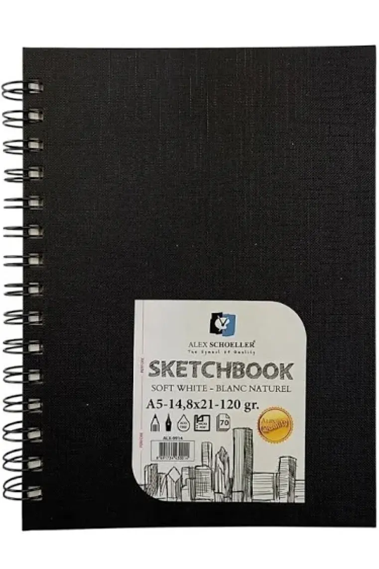 Alex Schoeller A5 120 gr 70 Yaprak Spiralli Eskiz Defteri ALX-9914