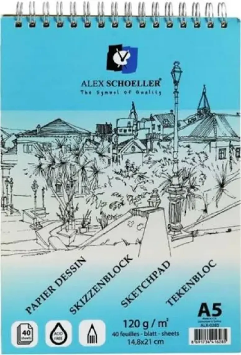 Alex Schoeller A5 120 gr 70 Yaprak Spiralli Eskiz Defteri ALX-9914