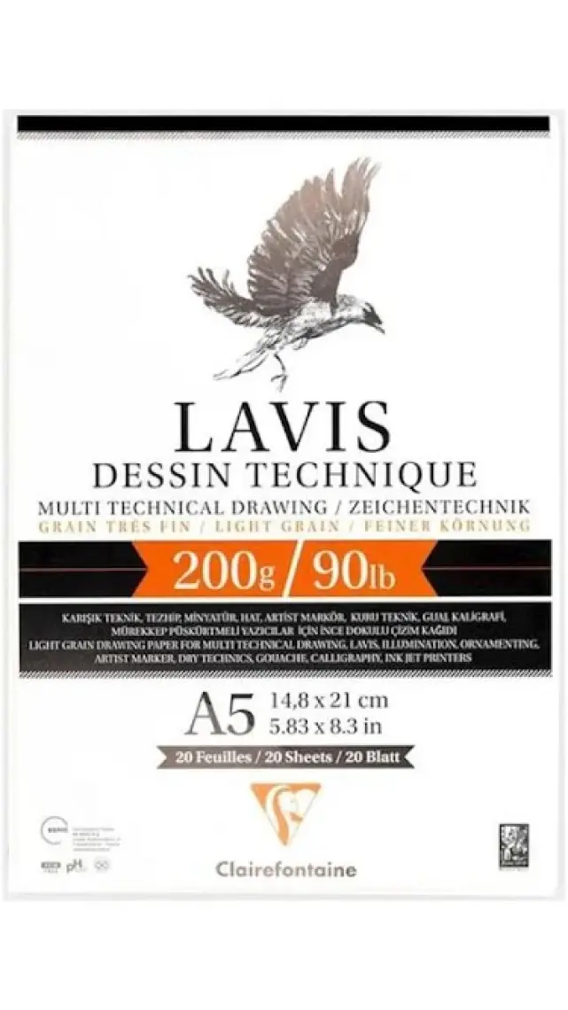 Clairefontaine Lavis Multi Teknik Yapışkanlı Defter 20 Yaprak A5