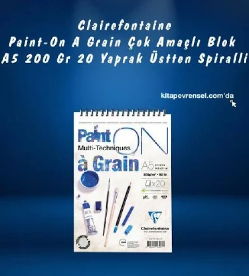 Clairefontaine Paint On Üstten Spiralli 200 Gr 20 Yp A5 Çok Amaçl