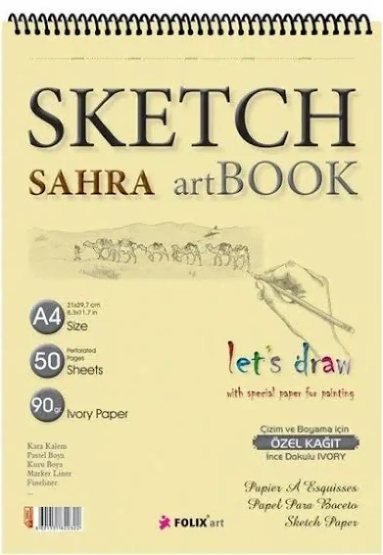 Folix Sketchbook SAHRA A4 Spiralli 90 gr. Ivory 50 yaprak Eskiz Defteri