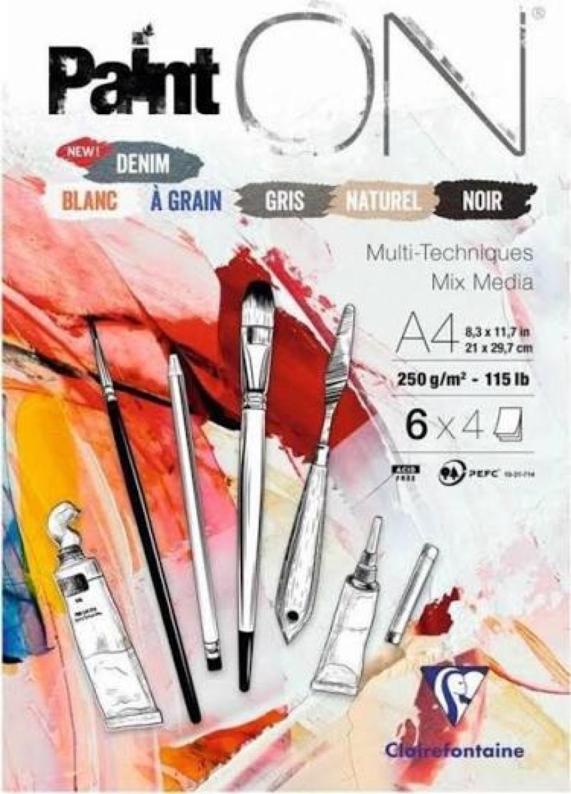 Clairefontaine Paint On Karışık Teknik Blok Karışık Renk A4 250 gr 24 Yaprak