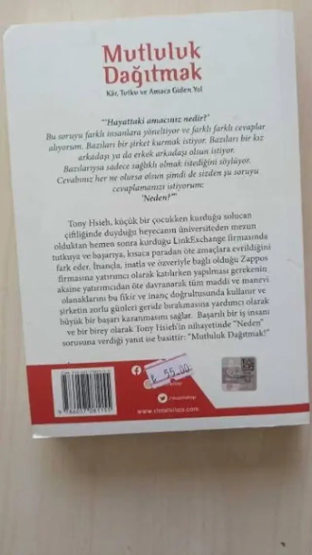Mutluluk Dağıtmak: Kâr, Tutku ve Amaca Giden Yol - Tony Hsieh