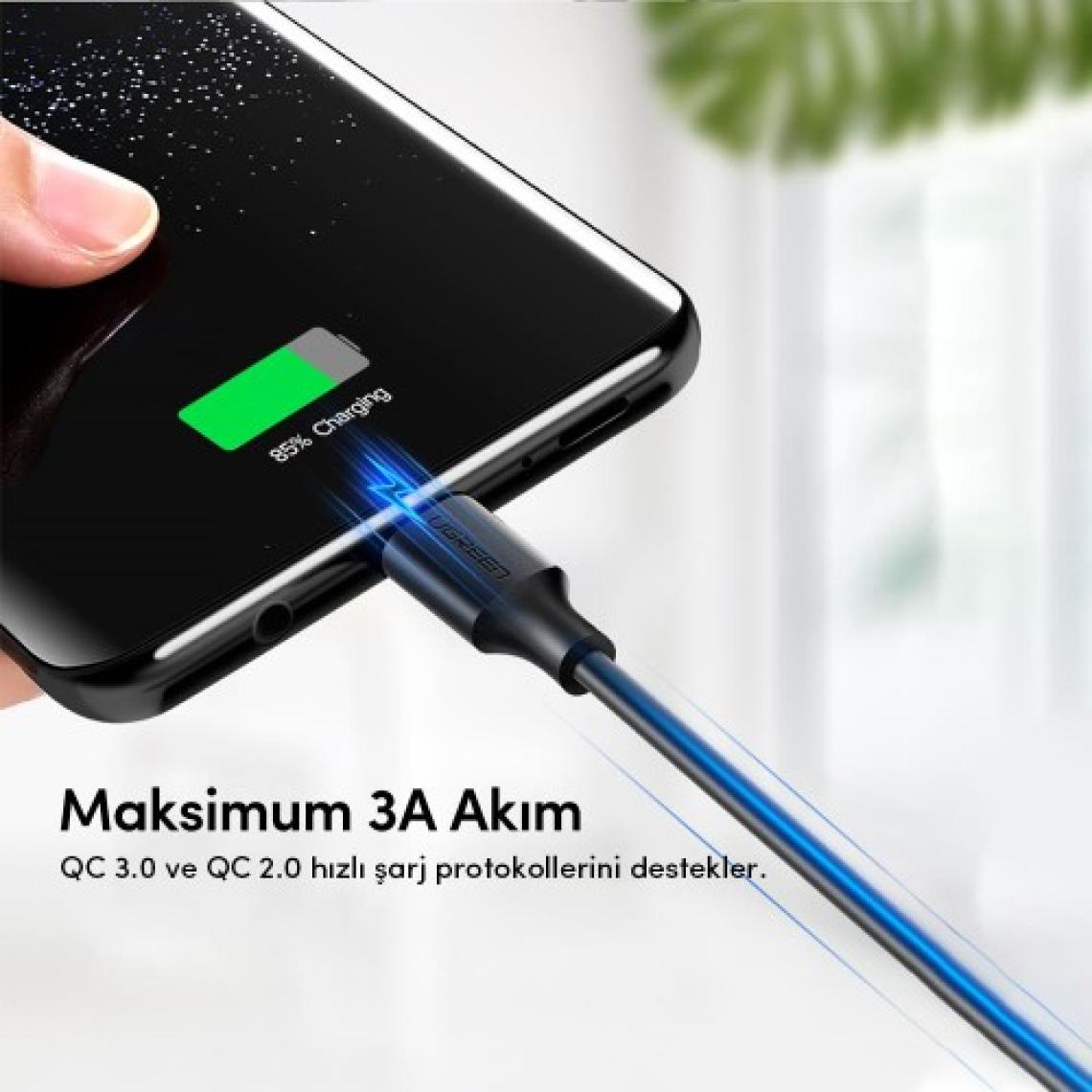 Ugreen USB Type-C Şarj ve Data Kablosu Siyah 50 CM