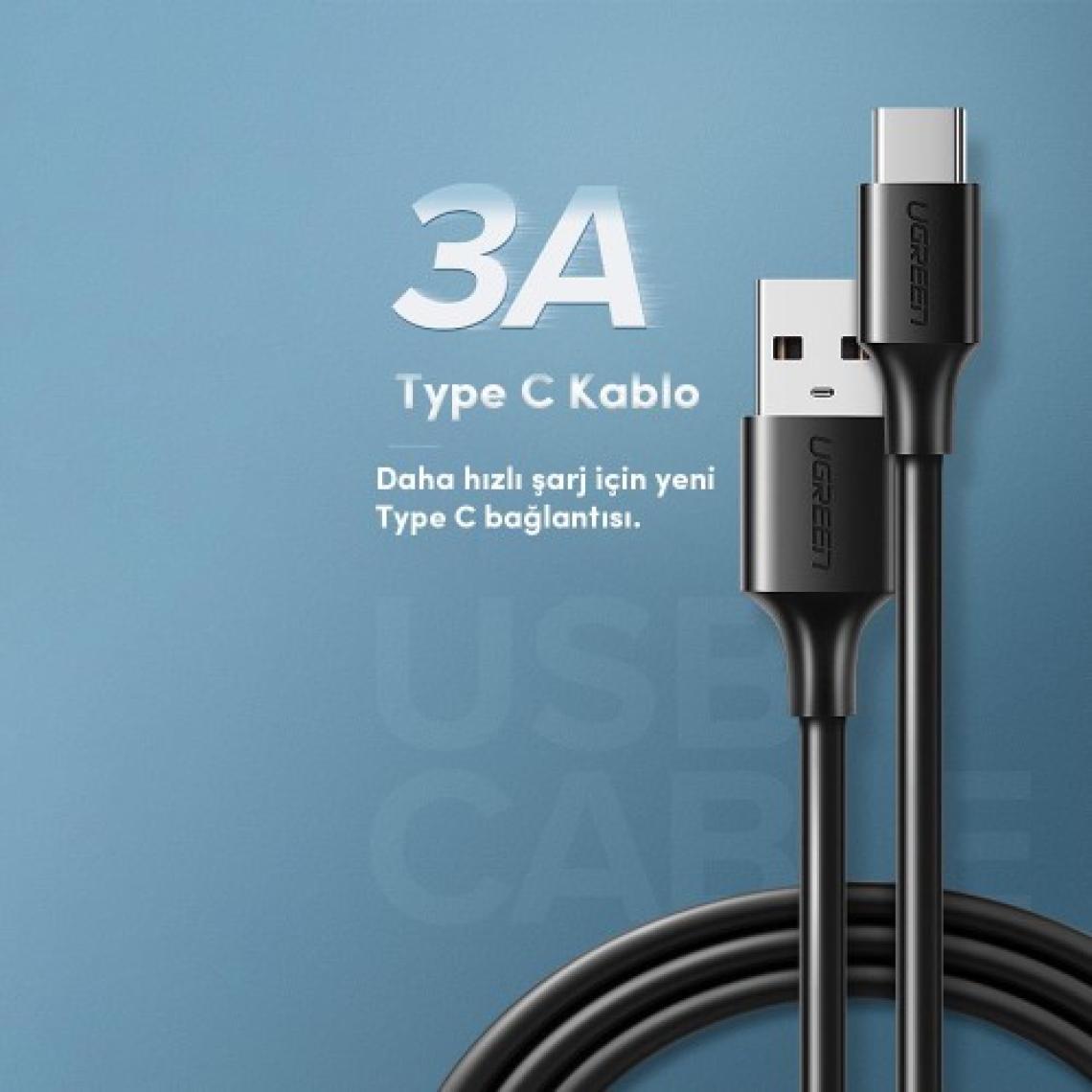 Ugreen USB Type-C Şarj ve Data Kablosu Siyah 50 CM