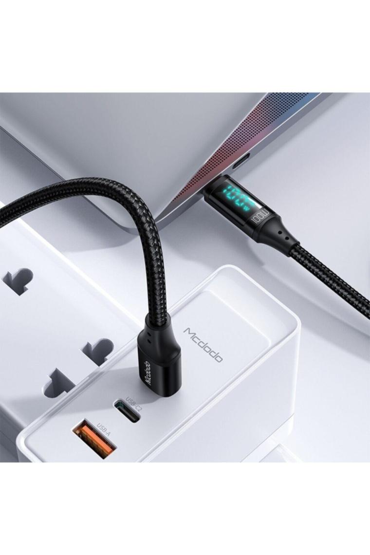 100w Type-c To Type-c Dijital Ekran Hızlı Data/şarj Kablosu 120cm-siyah Ca-1100