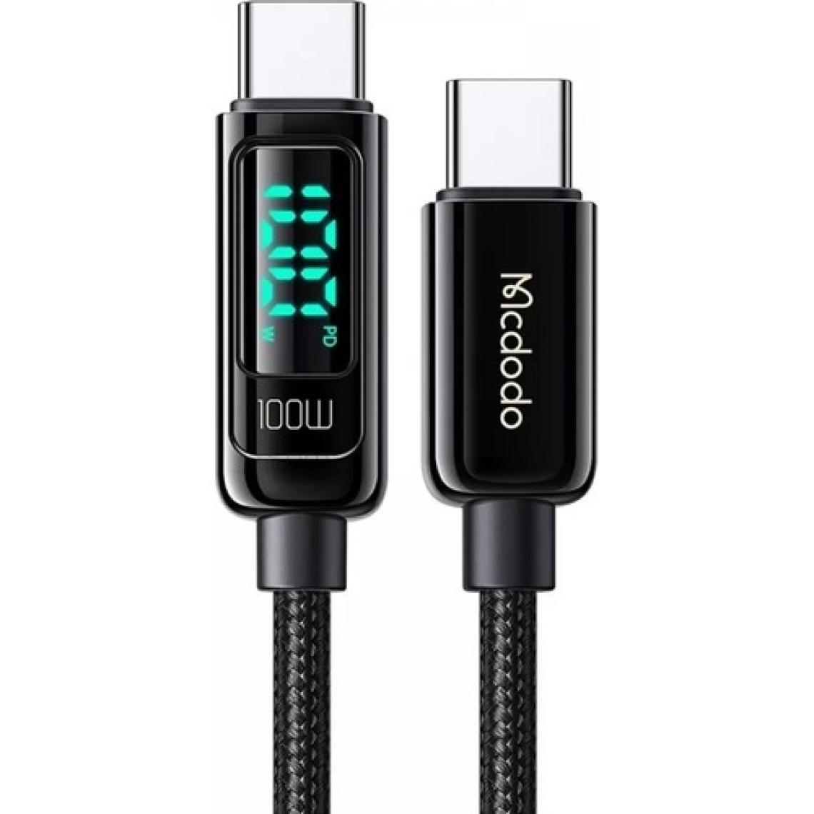 Mcdodo CA-8820 Type-C To Type-C 100W Pd Dijital Ekranlı Data-Şarj Kablosu 5A 1.2m-Siyah