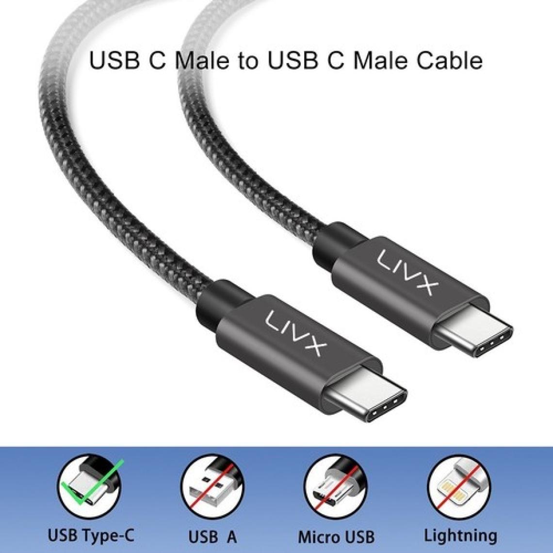Livx Solid 100W 5A Type C To Type C PD 2.0 5 Gbps Hızlı Şarj ve Data Kablosu 2 Metre Space Gray Lva-Tct