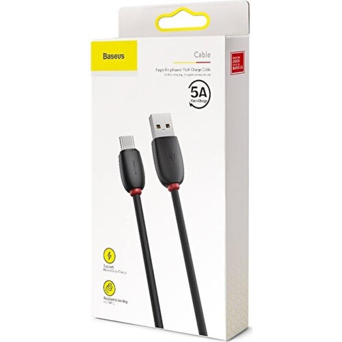 Baseus Purple Ring 1 m 5A 40 W Type-C Hızlı Data ve Şarj Kablosu Siyah
