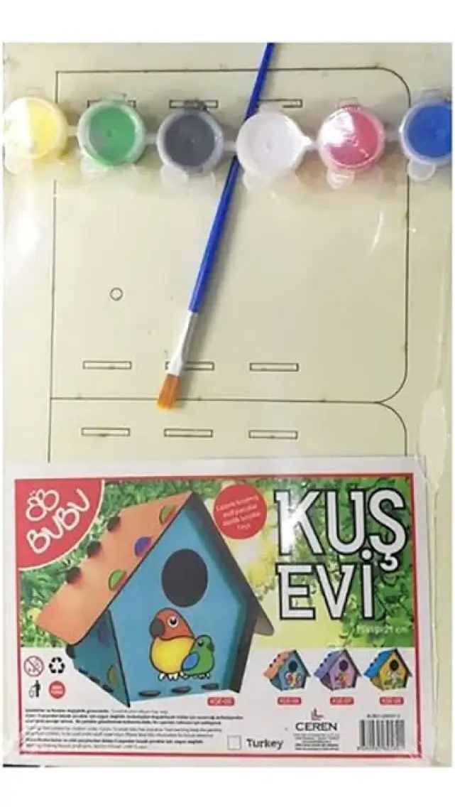 Bubu Kuş Evi Ahşap Boyama Seti