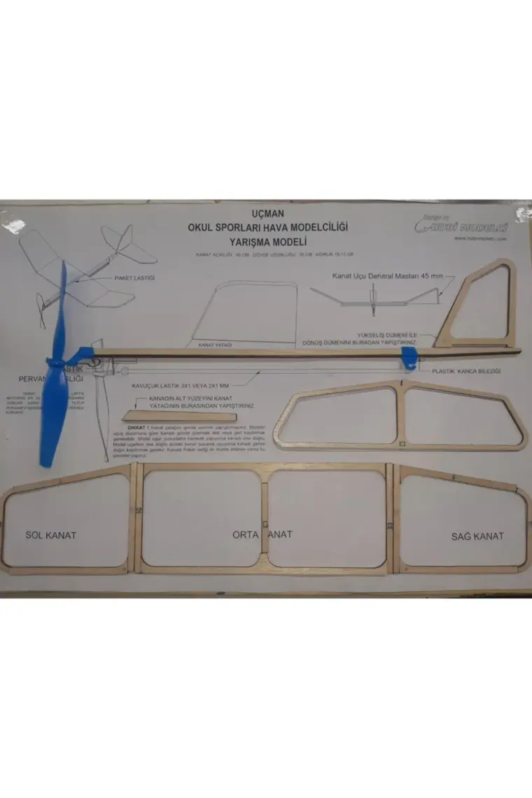 Hobi Modelci Lastik Motorlu Model Uçak Maket Uçak 3D Puzzle