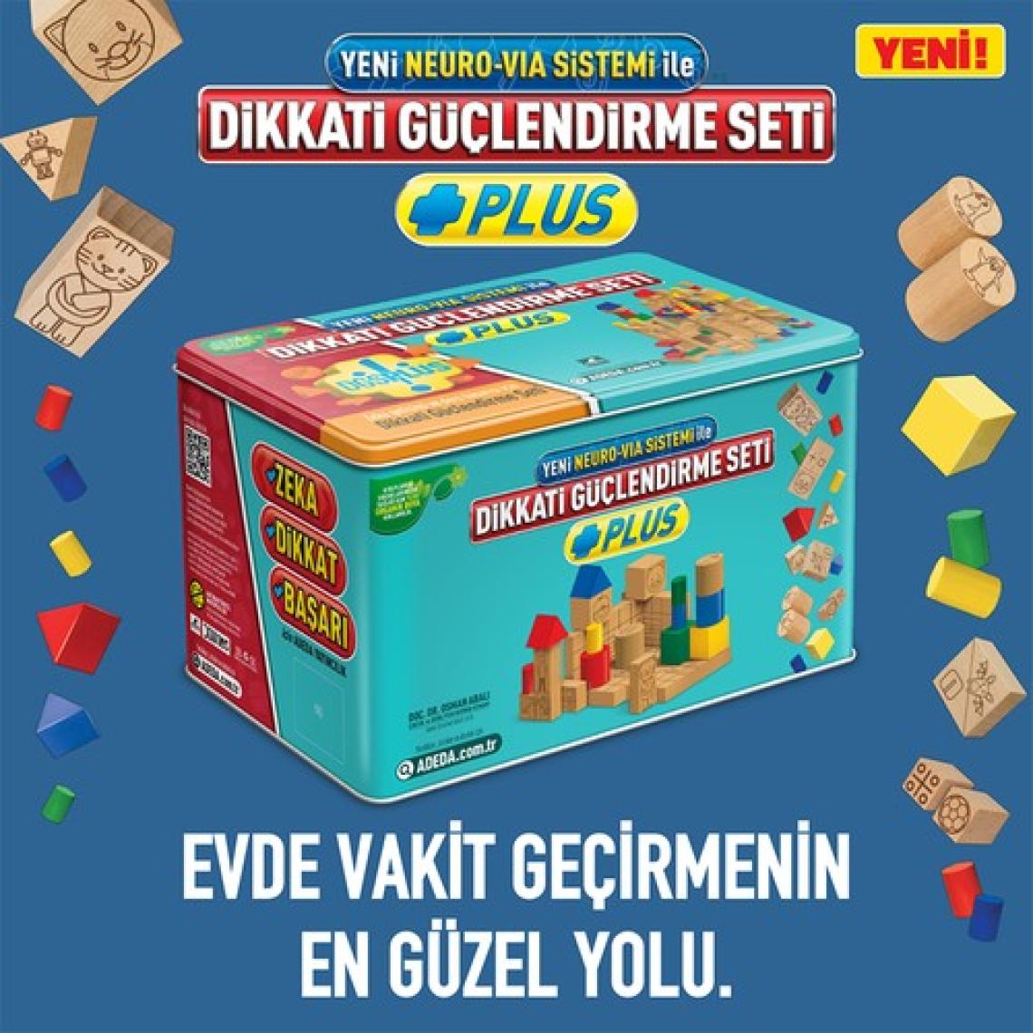 Adeda Yayıncılık Dikkati Güçlendirme Seti Plus 9 Yaş (112 Ahşap Materyal + 3 Kitap Takım) - Osman Abalı