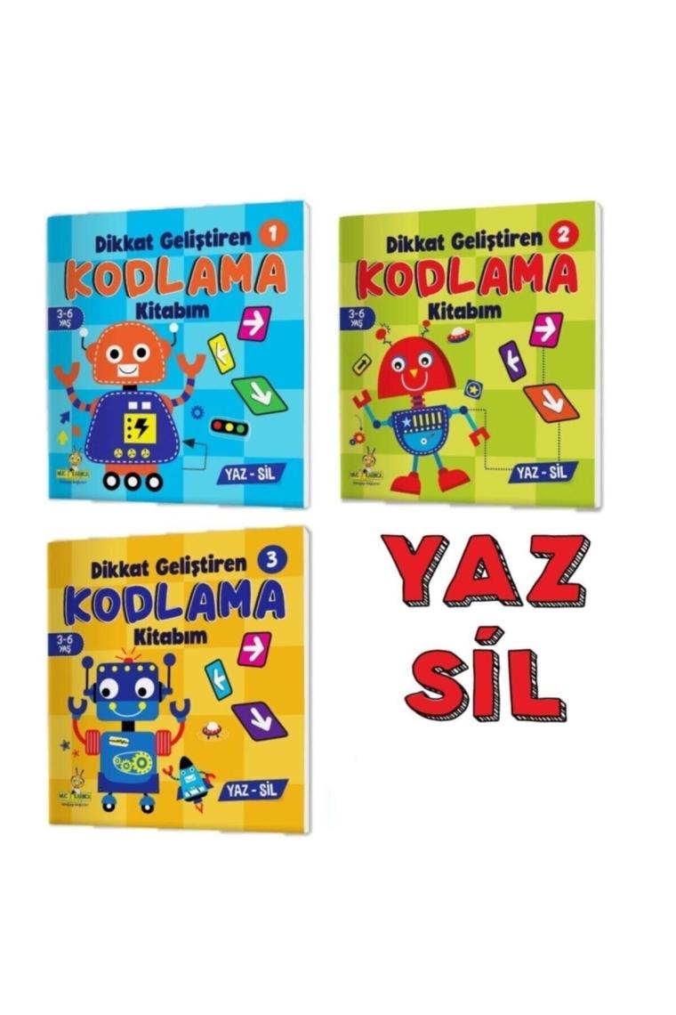 3-6 Yaş Dikkat Geliştiren Kodlama Kitabım Serisi Yaz-sil