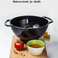 Akrilik Siyah Makarna Süzgeçi & Sebze Meyve Süzgeçi