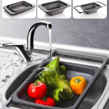 Silikon Büyük Boy Akordiyon Katlanabilir Lavabo Süzgeci 5,5 Litre Antrasit