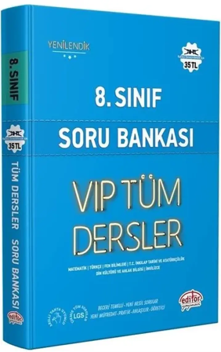 Editör 8. Sınıf Vıp Tüm Dersler Soru Bankası Mavi Kitap