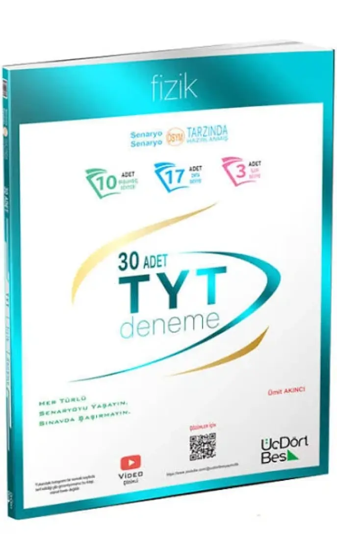 ÜÇ DÖRT BEŞ YAYINLARI YENİ BASKI 2024 TYT 30 SAYISAL DENEME SETİ FİZİK KİMYA BİYOLOJİ
