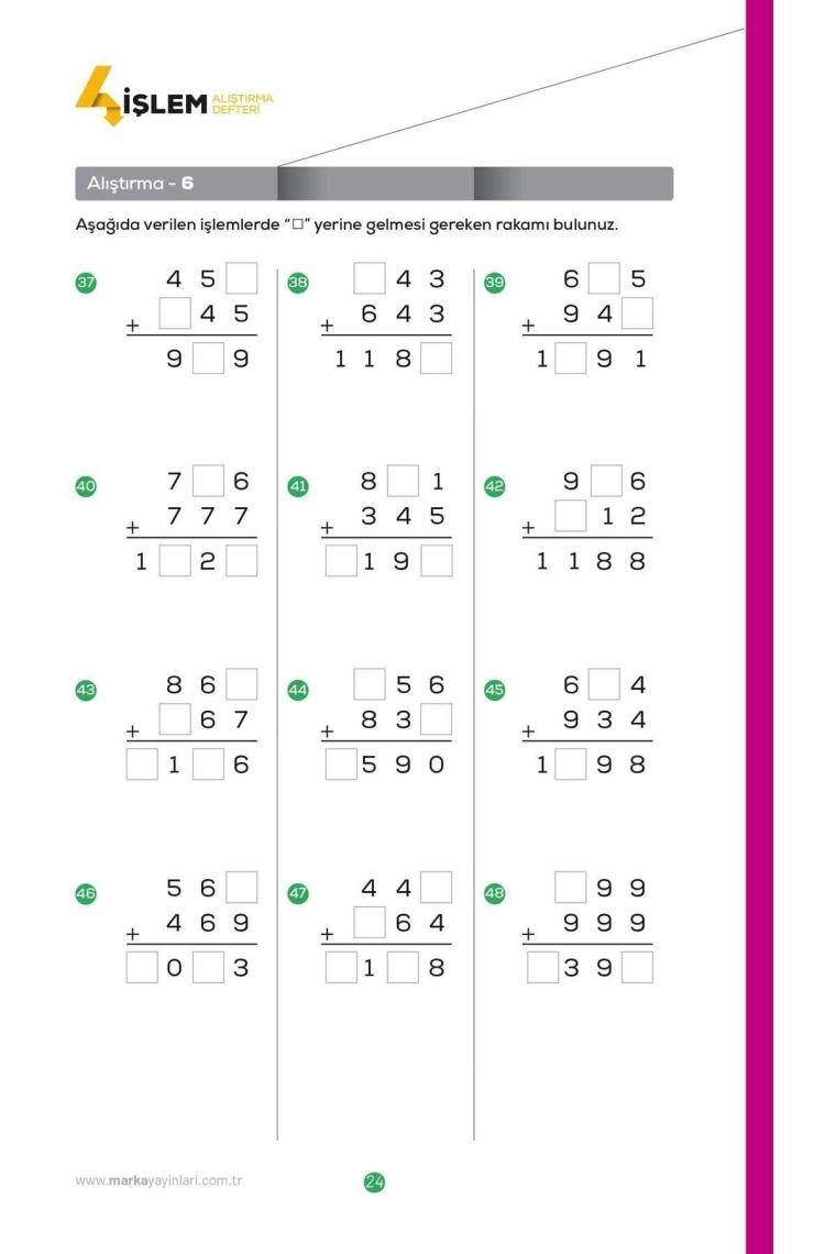 Tüm Ösym Ve Meb Sınavları Için 4 Işlem Antrenmanlarla Matematik Alıştırma Defteri