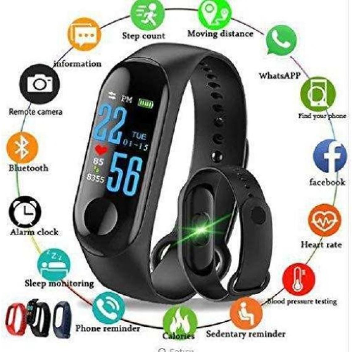 Teknomila Siyah M3 Band Spor Modları, Nabız Ölçer Akıllı Bileklik Akıllı Saat M3BAND