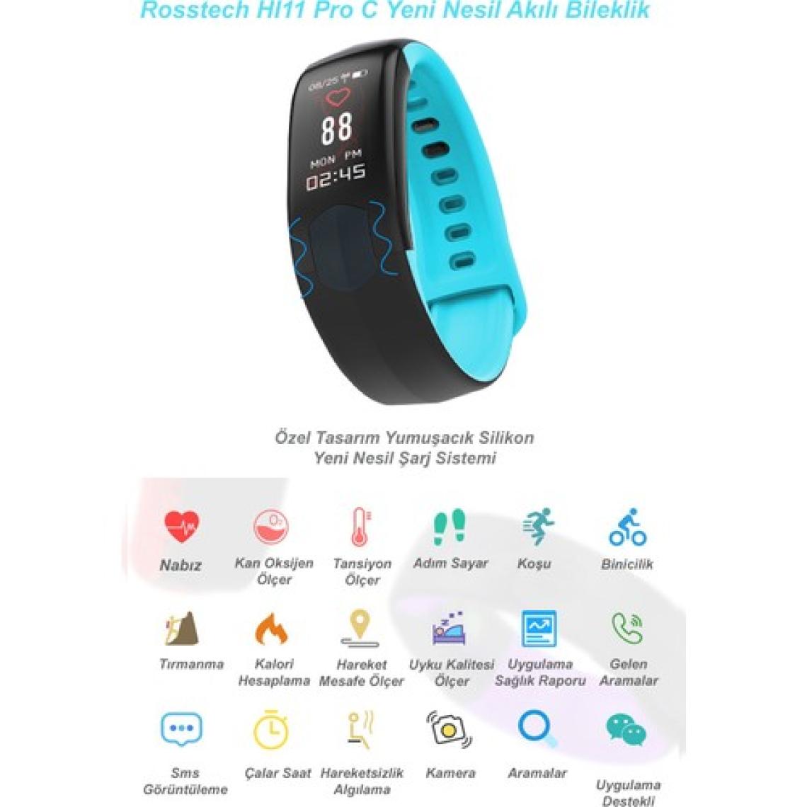 Rosstech Hı 11 Pro C Akıllı Bileklik - Yeni Nesil Şarj Sistemi  Sarı