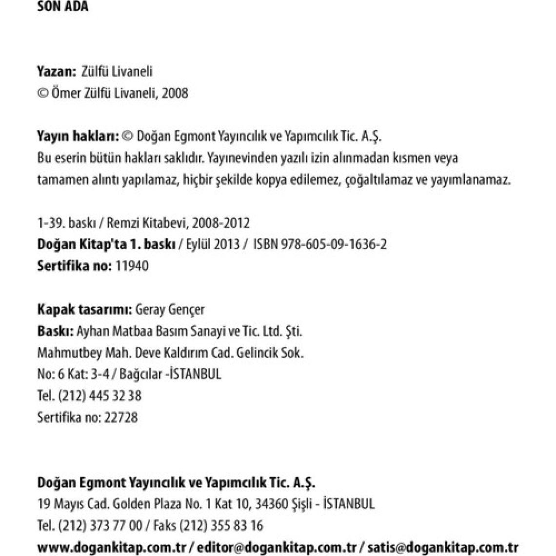 Son Ada - Zülfü Livaneli