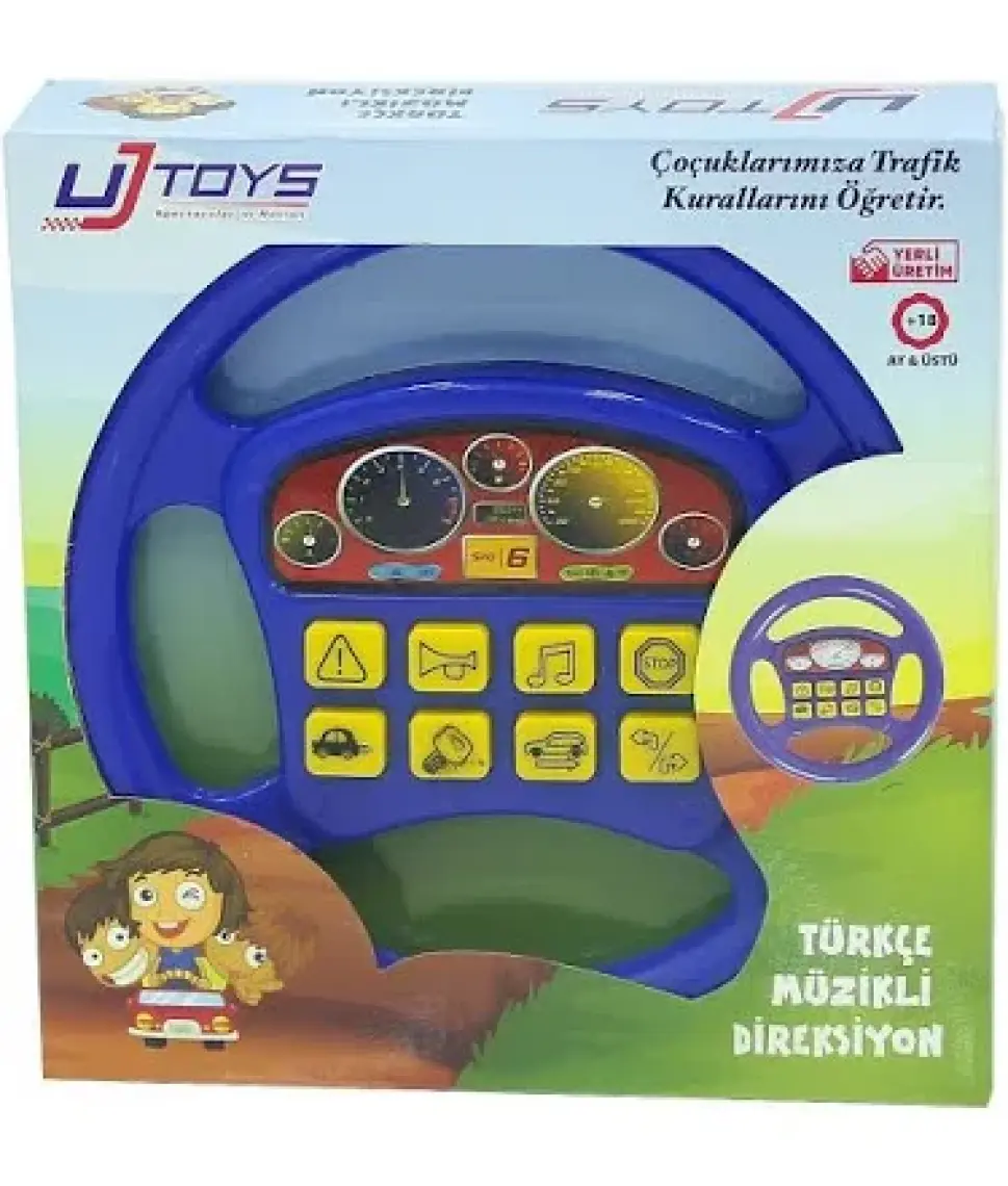 UJ Toys Türkçe Müzikli Kutulu Direksiyon-Mavi