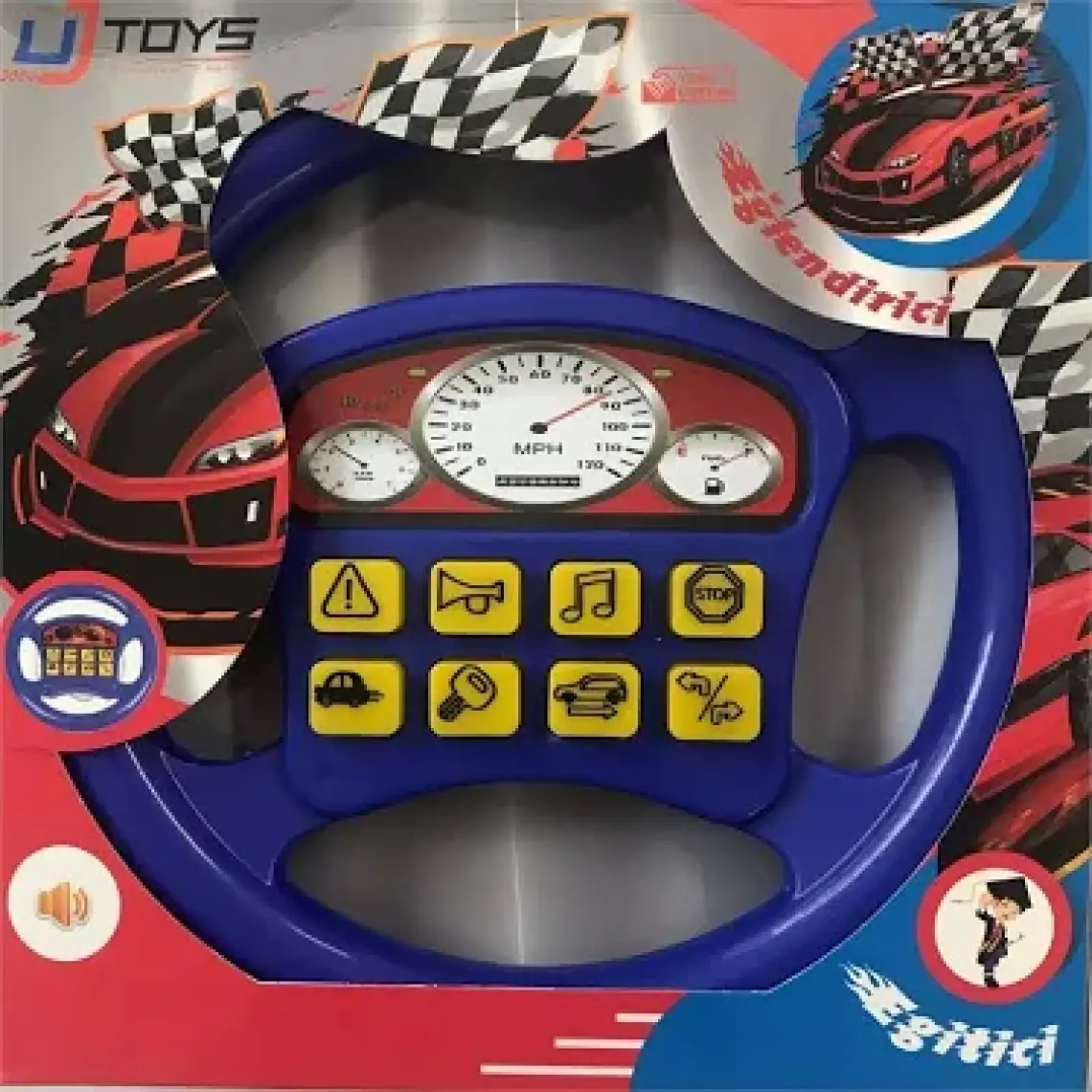 UJ Toys Türkçe Müzikli Kutulu Direksiyon-Mavi