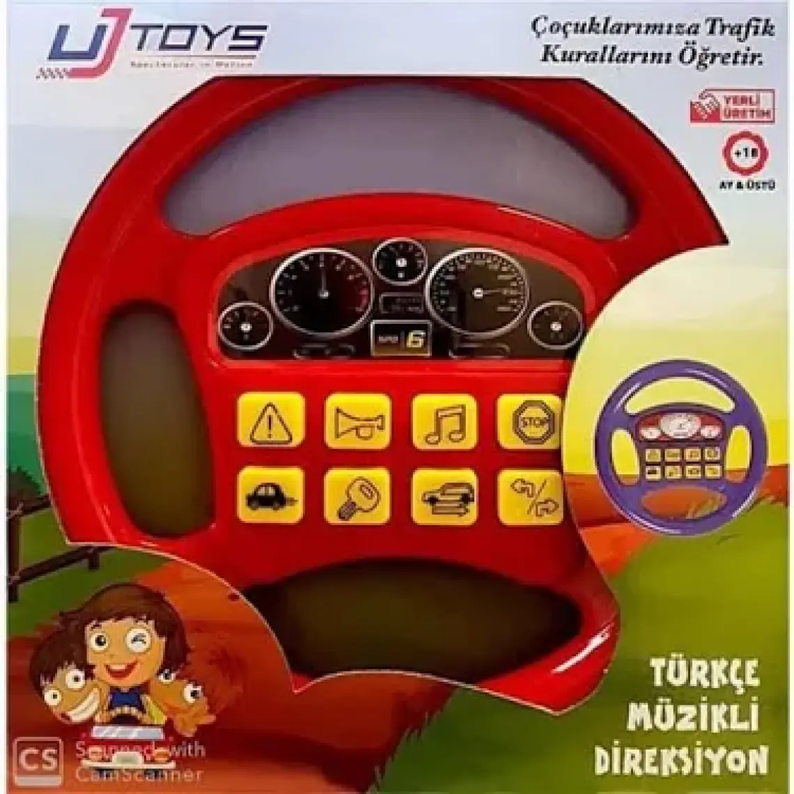 UJ Toys Türkçe Müzikli Kutulu Direksiyon-Mavi