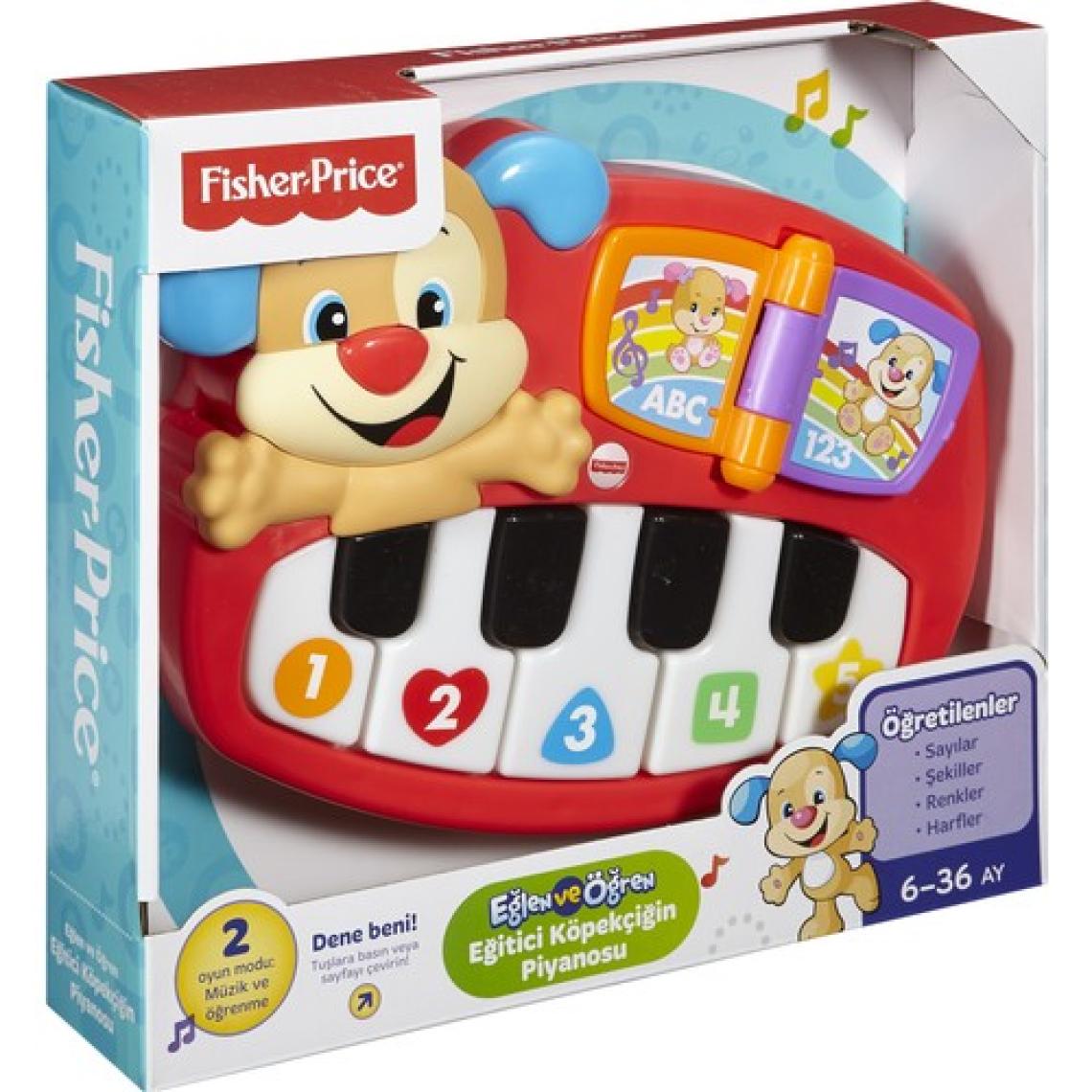 Fisher-Price Eğlen & Öğren  Eğitici Köpekçiğin Piyanosu (Türkçe) 5 Işıklı Piyano Tuşu 30+ Şarkı DLK19