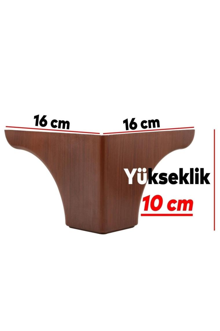 Rose Lüks Mobilya Kanepe Sehpa Koltuk Baza Yükseltici Ayağı 10 Cm Kahverengi Ahşap Desenli Ayakları