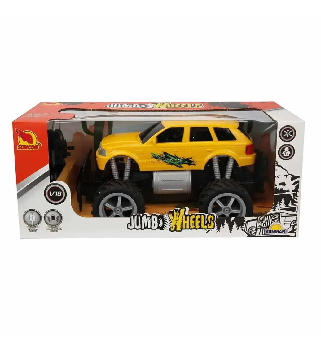 Suncon 1:18 Uzaktan Kumandalı Jumbo Wheels USB Şarjlı Araba 26 cm - Kırmızı