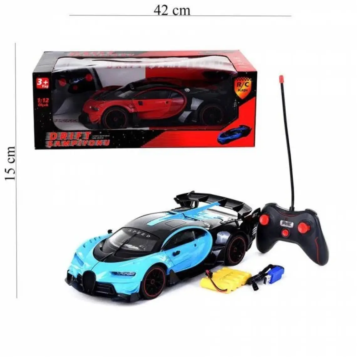 Karsan Drift Şampiyonu Mavi Bugatti Uzaktan Kumandalı Yarış Arabası