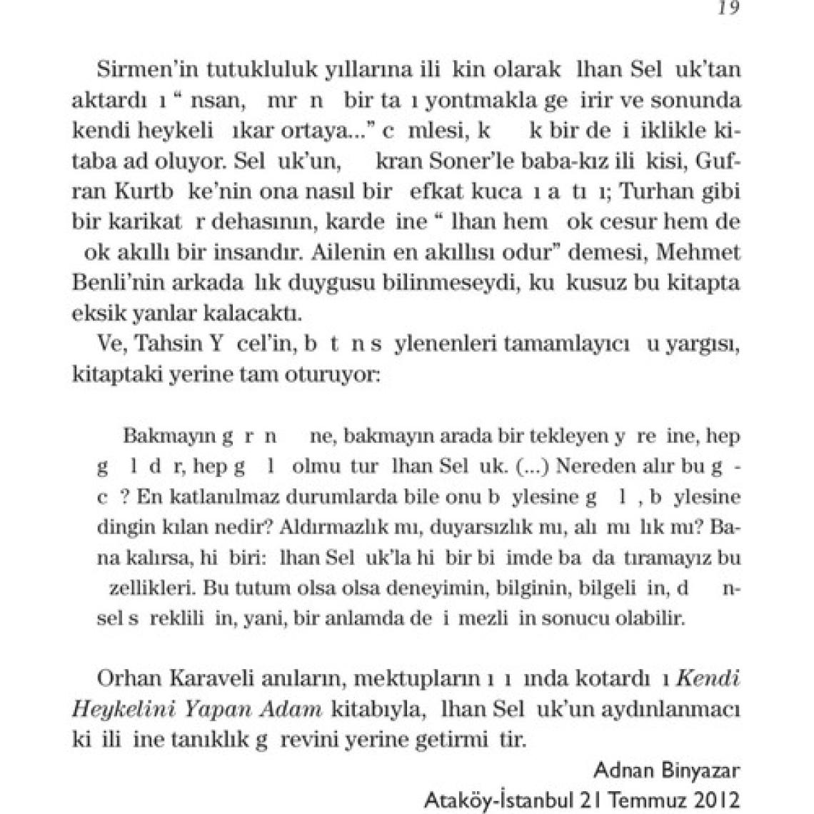 Kendi Heykelini Yapan Adam: İlhan Selçuk-Orhan Karaveli