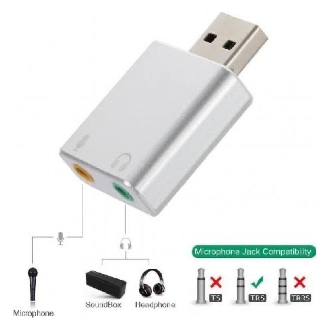 Ultratekno 7.1 Kanal USB Ses Kartı 3D Sound Ses 3.5mm Jack Girişli - Metal
